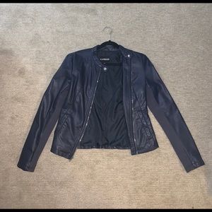 Navy Express leather jacket